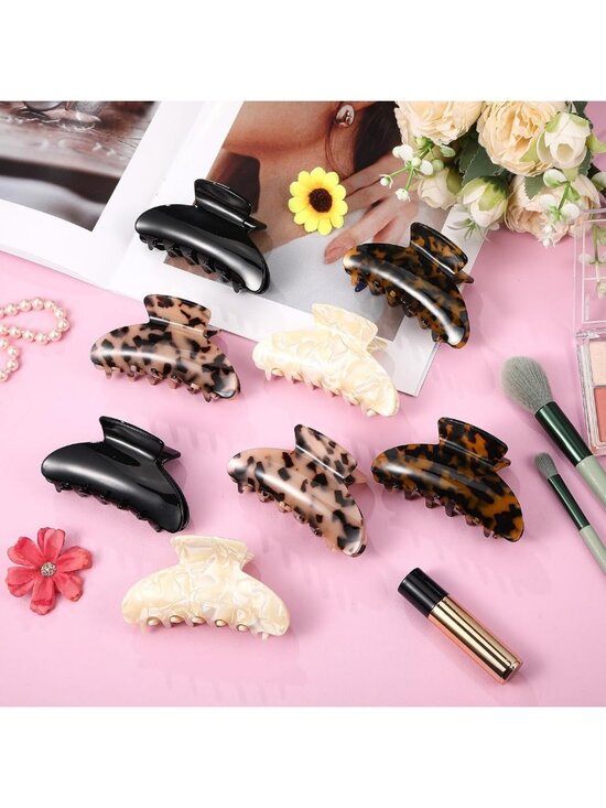 8 Large Non-Slip Acrylic Hair Claw Clips Set - Strong Hold for All Hair Types